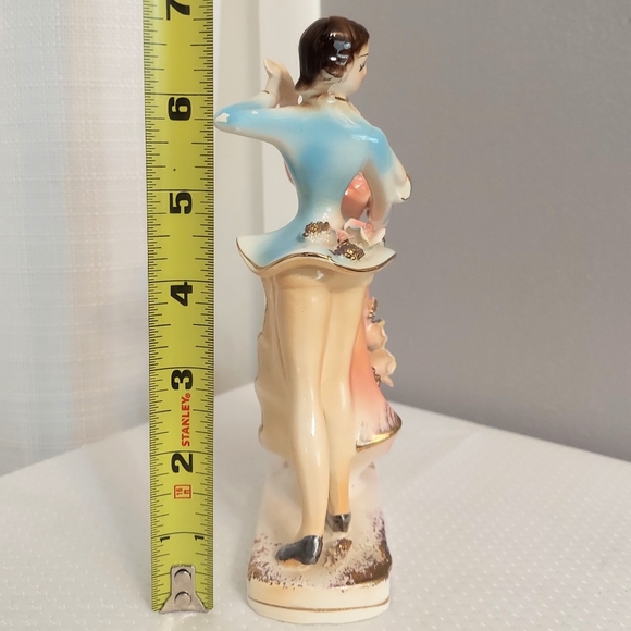 Vyg Dancing Couple Figurine Porcelain Ballroom Flowers Pink Dress Blue Outfit - Picture 5 of 10